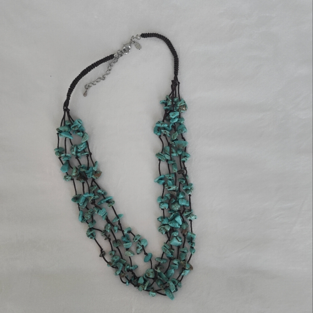 Necklace with brown and turquoise beads